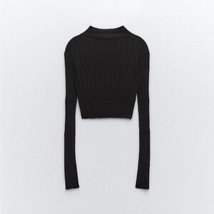 Zara Black Ribbed Crop Top